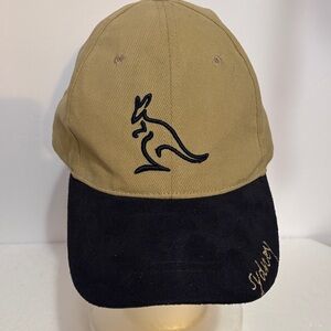 Kangaroo Embroidered Hat Cap in Tan and Black Sydney Australia OSFA